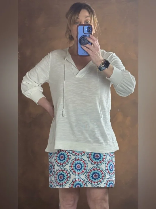 LOFT Off-White Ribbed Knit Top - Picture 1 of 6